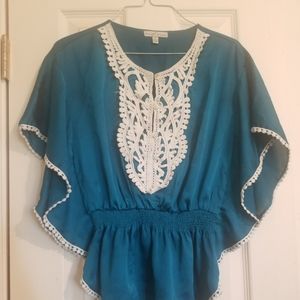 Vintage blue butterfly top
